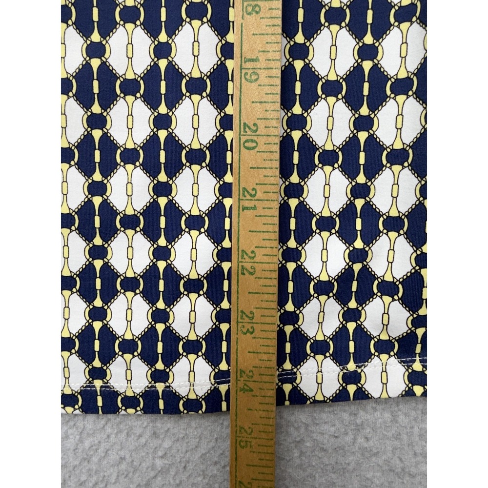 J McLaughlin Shirt Womens Medium Blue Geometric Print Long Sleeve Jersey Polo - Picture 10 of 13